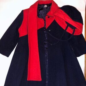 Vintage Rothschild Wool Coat with Hat - Girls Size 6